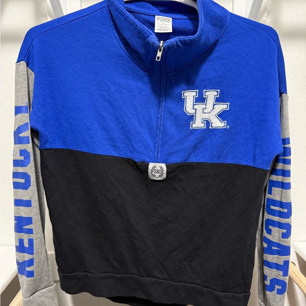 PINK Victoria's Secret Blue Black Gray UK Kentucky Quarter-Zip Pullover